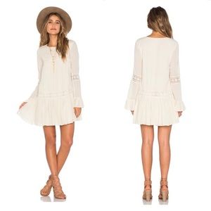 Tularosa Berkley Neutral Flutter Sleeve Dress